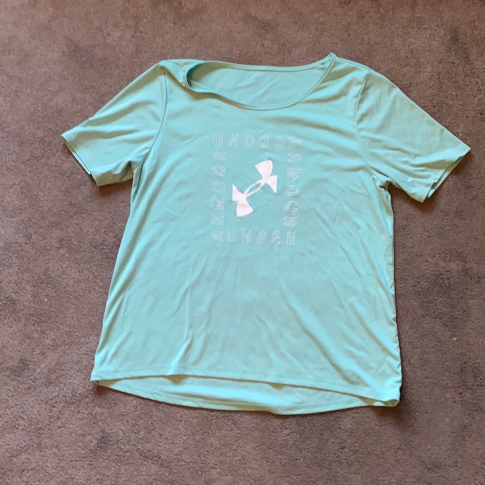 XL Teal/light blue/light green under armour t-shirt